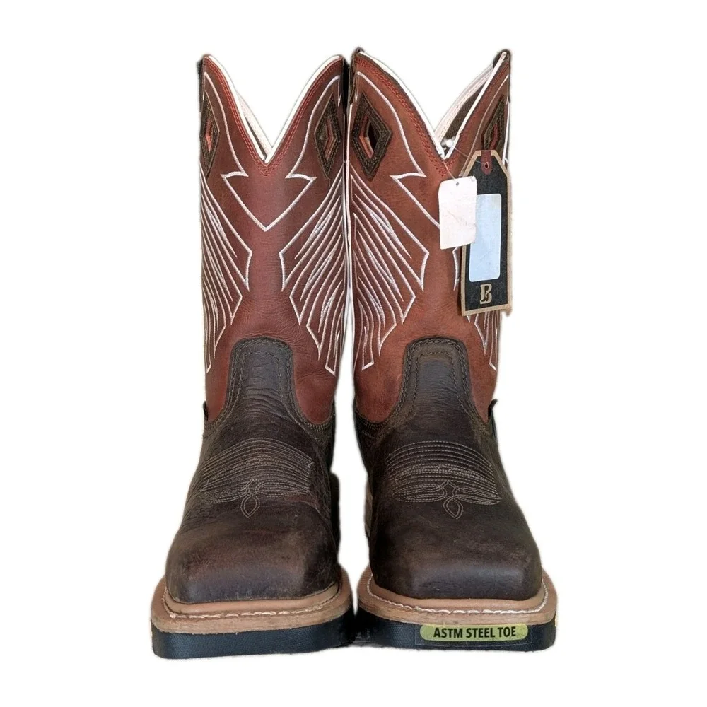 Justin Mens Steel Toe Vibram Waterproof Work Boots Brown WK2115 Size 9.5D
